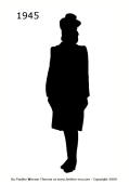 1945 Fashion history black silhouette suit