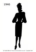 1946 Fashion history black silhouette