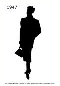 1947 Fashion history black silhouette suit