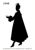 1948 Fashion history black silhouette coat