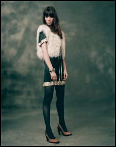 Topshop - Black shift dress with sequin £60/88, cream Shearling gilet £75/110