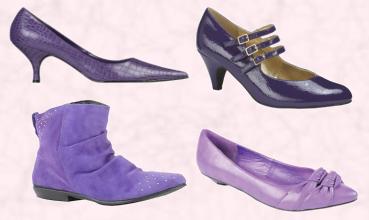 Kaleidoscope Kitten Heel Shoe. Simply Be Three Bar Mary Jane Shoe - Court Shoe �25.  River Island Purple Ankle Boot - �34.99. Barrett's Purple Pointed Low Court Double Knot Detail - �22.