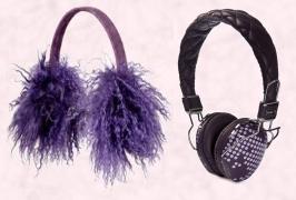 River Island Fur Ear Muffs. Audio Chi W-Series Headphones in Purple Dots �69.95. The W-Series utilises Audio Chi�s Structural Acoustics� Technology