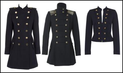Women's Military Trends in Dark Coats Gold Buttons