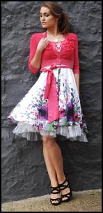 Uttam Pink Lilyana Summer Dress, �55.00, Uttam Hot Pink Maya Cropped Cardigan, �39.50, Uttam London at ColourfulFashion.com.