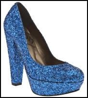 Blue Glitter Platform High Heel Shoes.