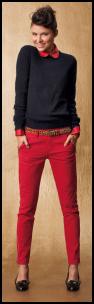 pants with red shirt