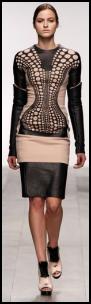 David Koma AW11 - Ballet Pink & Black Body Con Fetish Dress.