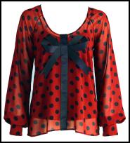 Holly Willoughby Blue Spot Print Orange/Coral Chiffon Blouse.