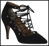 Bertie - Sindie Laced Black Ankle Strap Court Shoe.