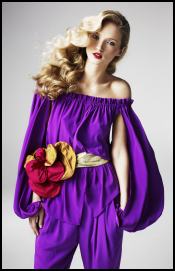 Viola blouse, Violet Harem Pants, Flower Corsage.