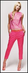 New Look Pink Lace Top and Bright Pink Capri Pants 