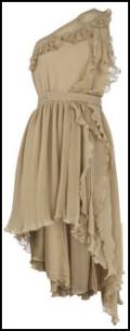 Coffee Fine Pleated One Shoulder Chiffon Dress - NEXT