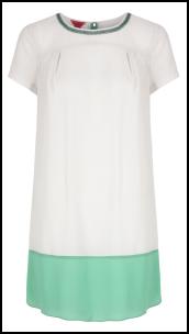 Kasper Dress. Mint Green Hem Retro Sixties A-line Shift.