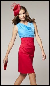  Precis Petite - Colour Block Petite Coral & Blue Cowl Dress.