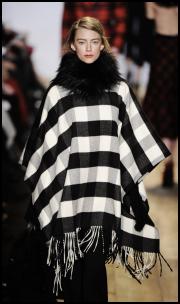 Black and White Blanket Check Poncho By Kors.