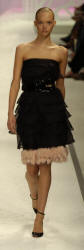  Fendi black georgette dress with pink fox trim 