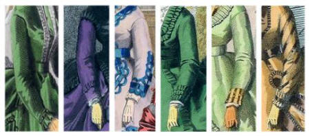 Cuffed sleeves of 1869 fashion plates