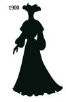 1900 black silhouette for stencil and collage work in costume history