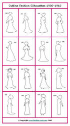 Screenshot timeline of white silhouettes 1900 to 1910.