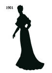 1901 black silhouette for stencil and collage work in costume history