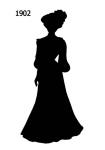 1902 black silhouette for costume stencils and collage work.