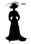 1907 black silhouette for costume stencils and collage work.