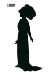 1909 black silhouette for costume stencils and collage work.