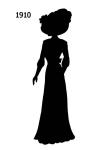 1910 black silhouette for costume stencils and collage work.