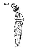 Line drawing of tiered dress - 1913