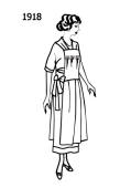 Silhouette line drawing of dress  - 1918