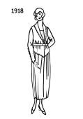 Silhouette line drawing of dress  - 1918