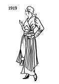Silhouette line drawing of dress  - 1919