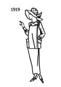 Silhouette line drawing of dress  - 1919