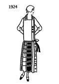 Silhouette line drawing of long drop waisted dress - 1924