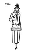 Silhouette line drawing of long drop waisted suit - 1924