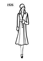 Silhouette line drawing of at knee coat - 1926