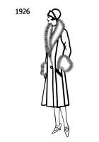 Silhouette line drawing of at knee coat - 1926