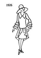 Silhouette line drawing of at knee dress - 1926