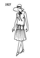 Silhouette line drawing of at knee dress - 1927