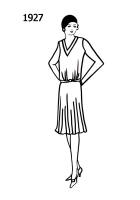 Silhouette line drawing of at knee dress - 1927