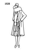 Silhouette line drawing of dress and coat -1928