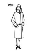 Silhouette line drawing of side wrap coat -1928