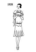 Silhouette line drawing of dress -1928