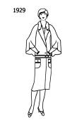 Silhouette line drawing of coat with cape back -1929