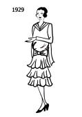 Silhouette line drawing of dress -1929