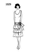 Silhouette line drawing of dress -1929