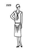 Silhouette line drawing of dress -1929
