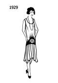 Silhouette line drawing of dress -1929