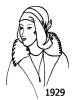 Silhouette line drawing of hat -1929